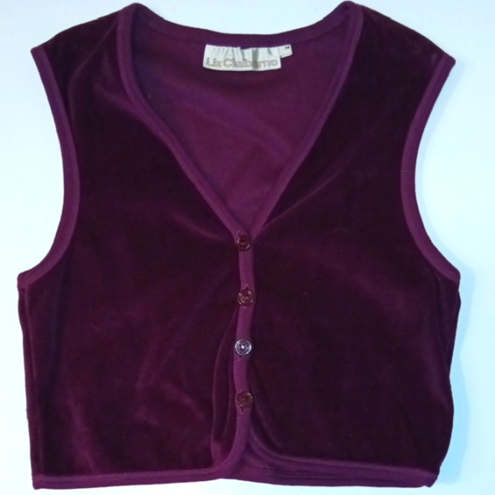 Suede Womans Liz Claiborne Wine Top, Sleeveless Vest (M) Vintage
